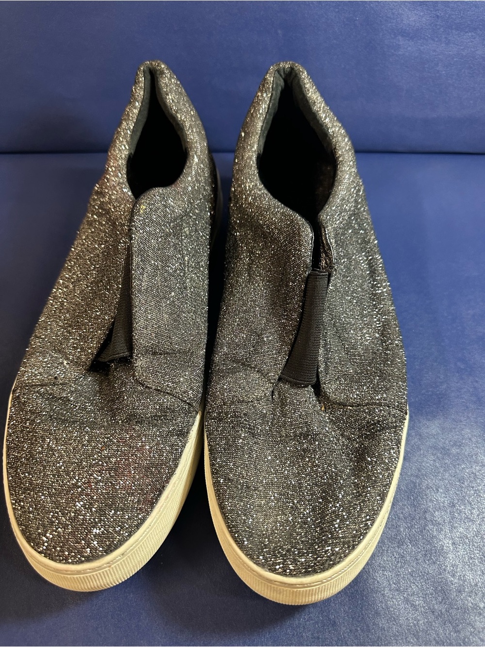 Women's J Slides Charcoal Glitter Slip-On Sneakers Size 10